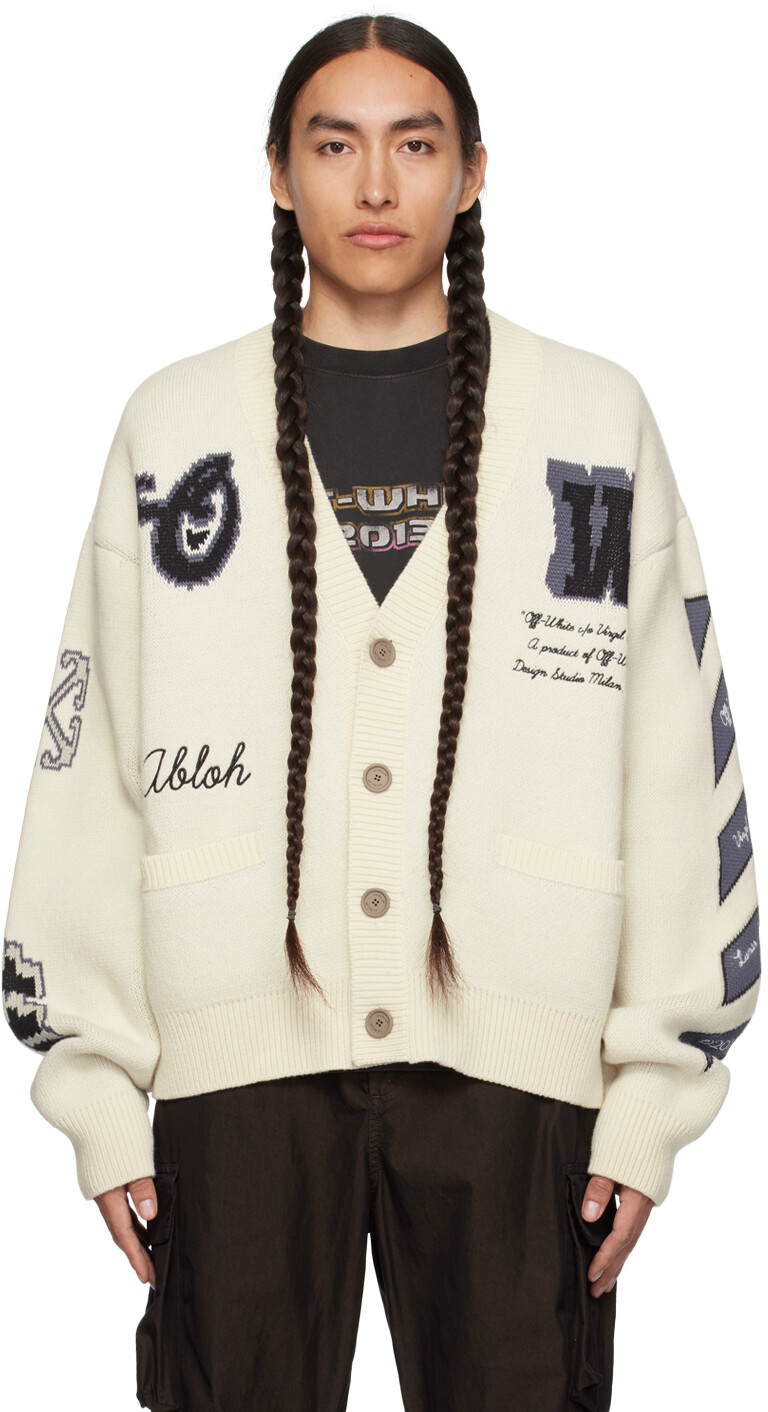 

Бежевый университетский кардиган Moon Off-White