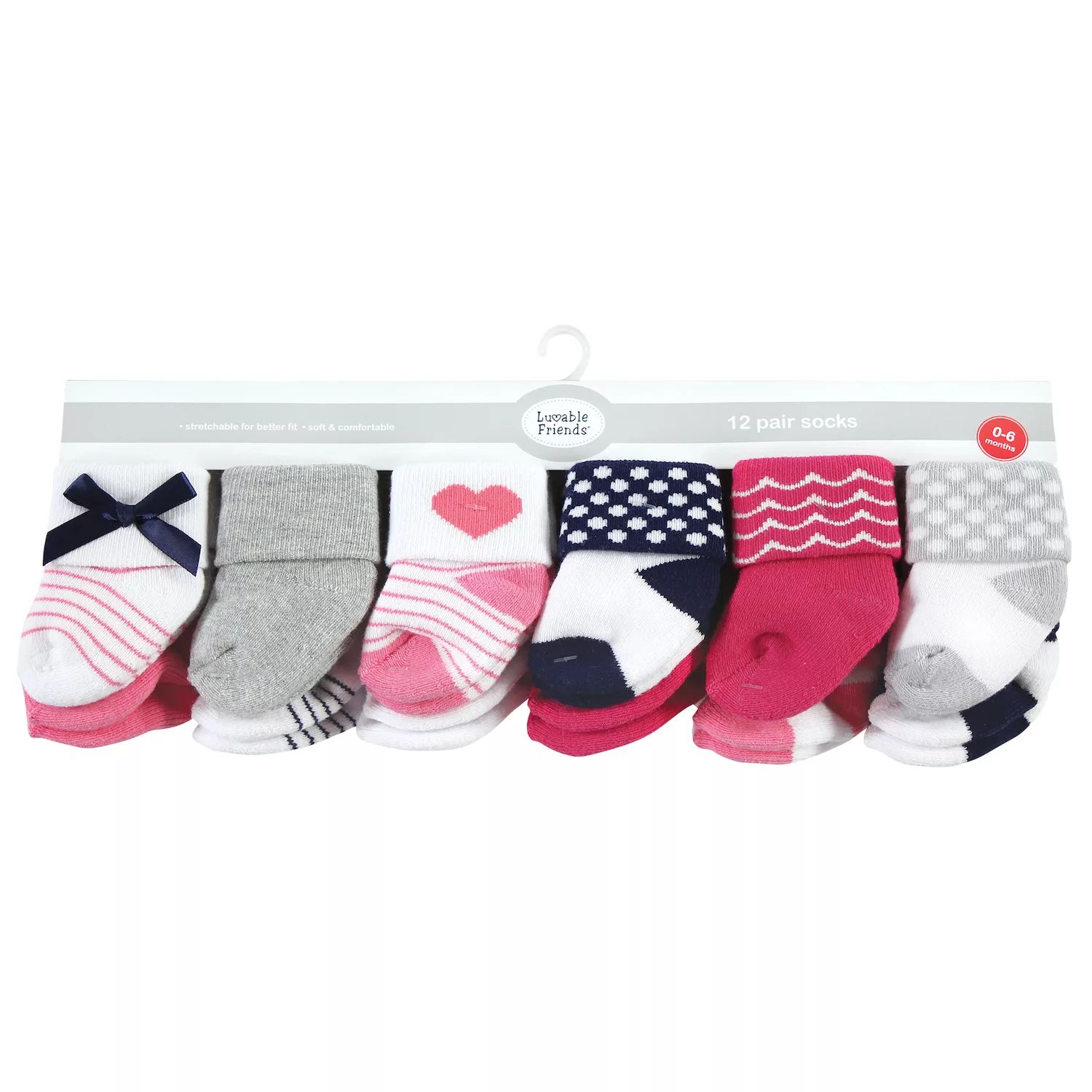 Махровые носки Luvable Friends для новорожденных девочек и малышей, бантики Luvable Friends