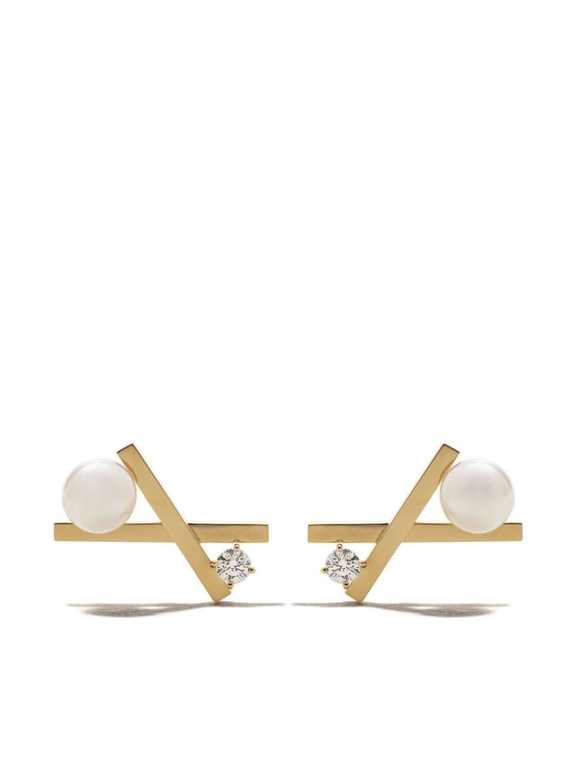 

Серьги-гвоздики Balance Cross из желтого золота с жемчугом и бриллиантами TASAKI, золотой