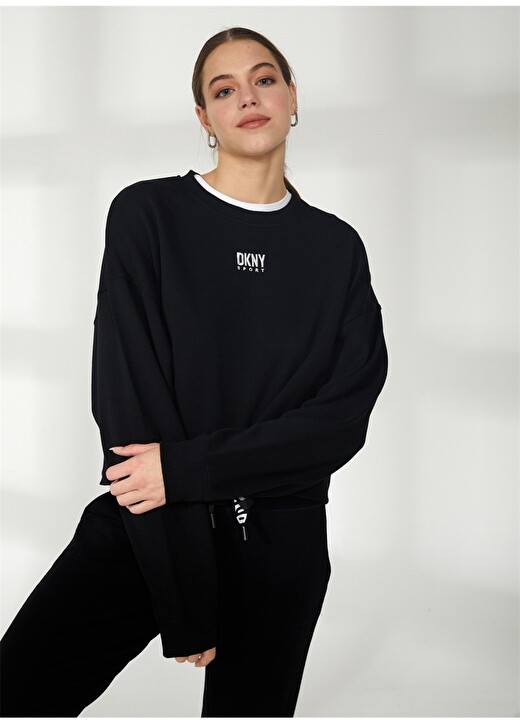

Простая черная женская футболка с круглым вырезом Dkny Jeans, Черный