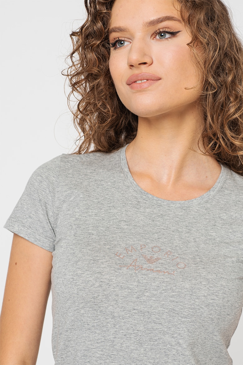 цена Самодельная футболка с декоративными камнями Emporio Armani Underwear, серый