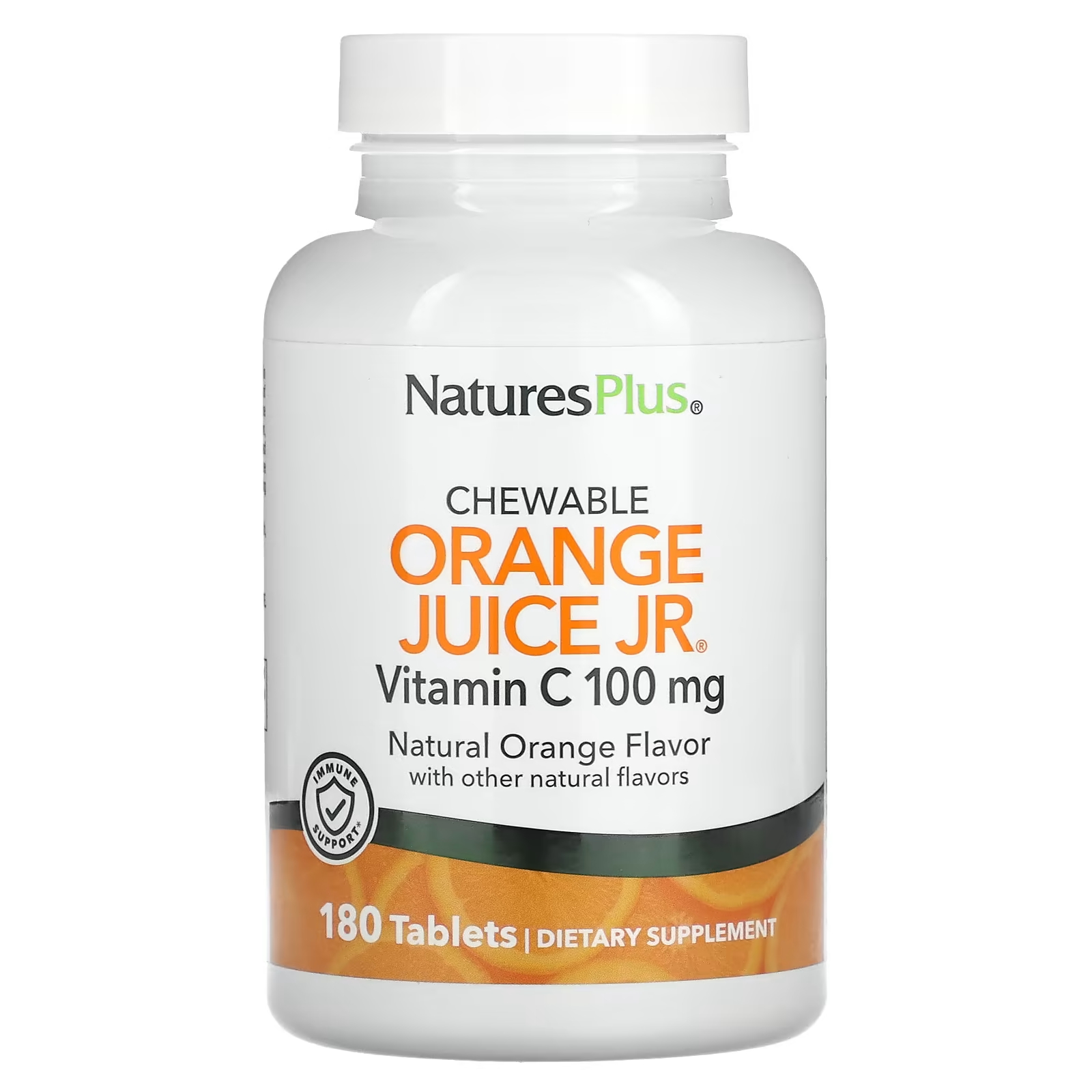 Жевательный витамин С апельсиновый сок Jr, натуральный апельсин, 100 мг, 180 таблеток NaturesPlus naturesplus витамин с из апельсинового сока 100 мг 180 таблеток