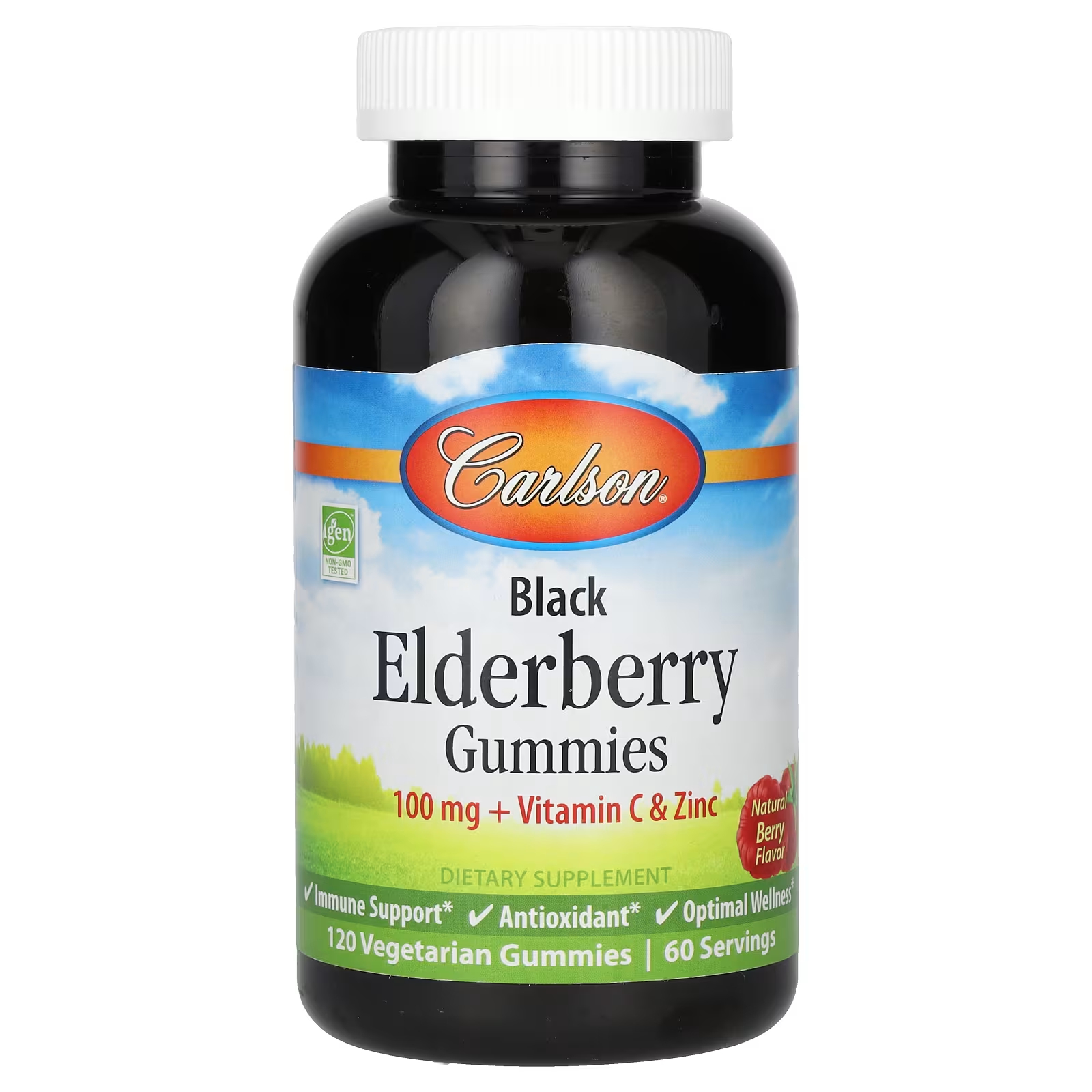 Пищевая добавка Carlson с черной бузиной и витамином С и цинком, 120 вегетарианских конфет havasu nutrition premium elderberry жевательные таблетки с бузиной 60 шт