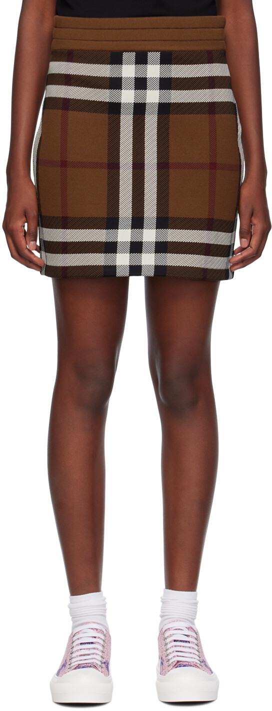 

Коричневая мини-юбка в клетку Burberry