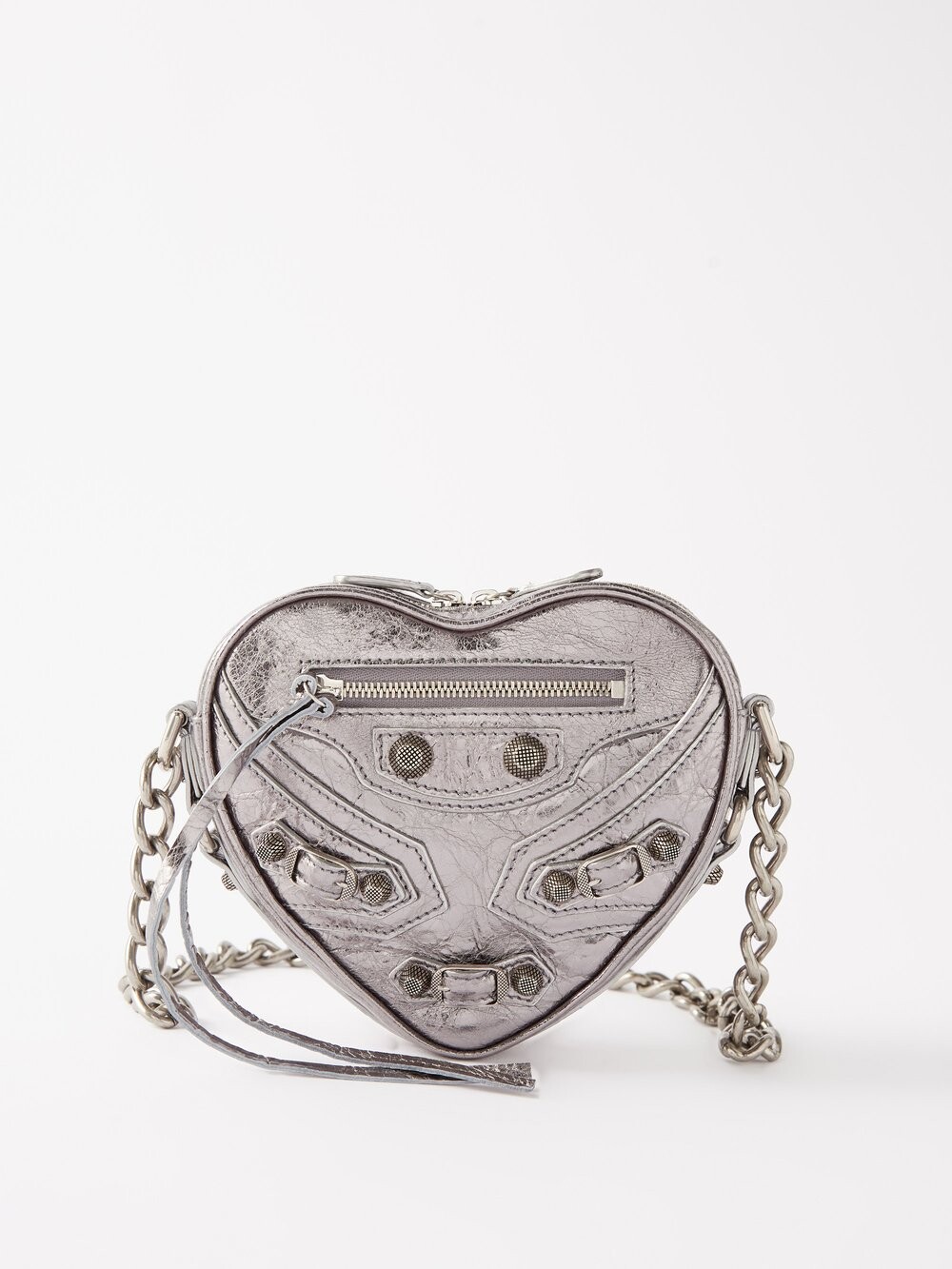 

Сумка через плечо le cagole heart из металлизированной кожи Balenciaga, серебряный, Серый