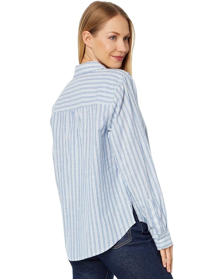

Рубашка Lucky Brand Striped Boyfriend Button-Down Shirt, цвет Blue Stripe