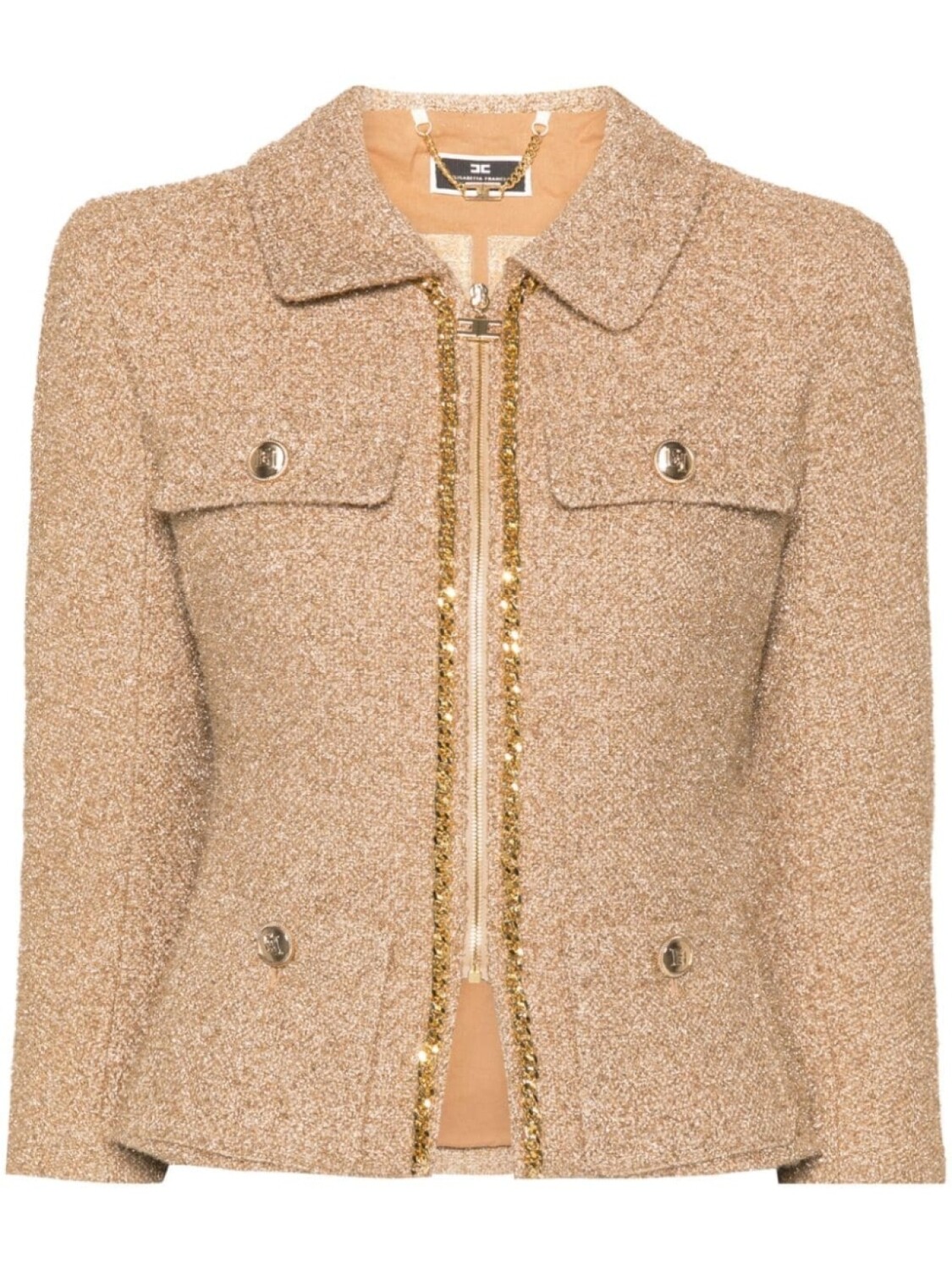 

Elisabetta Franchi укороченный твидовый жакт, золотистый