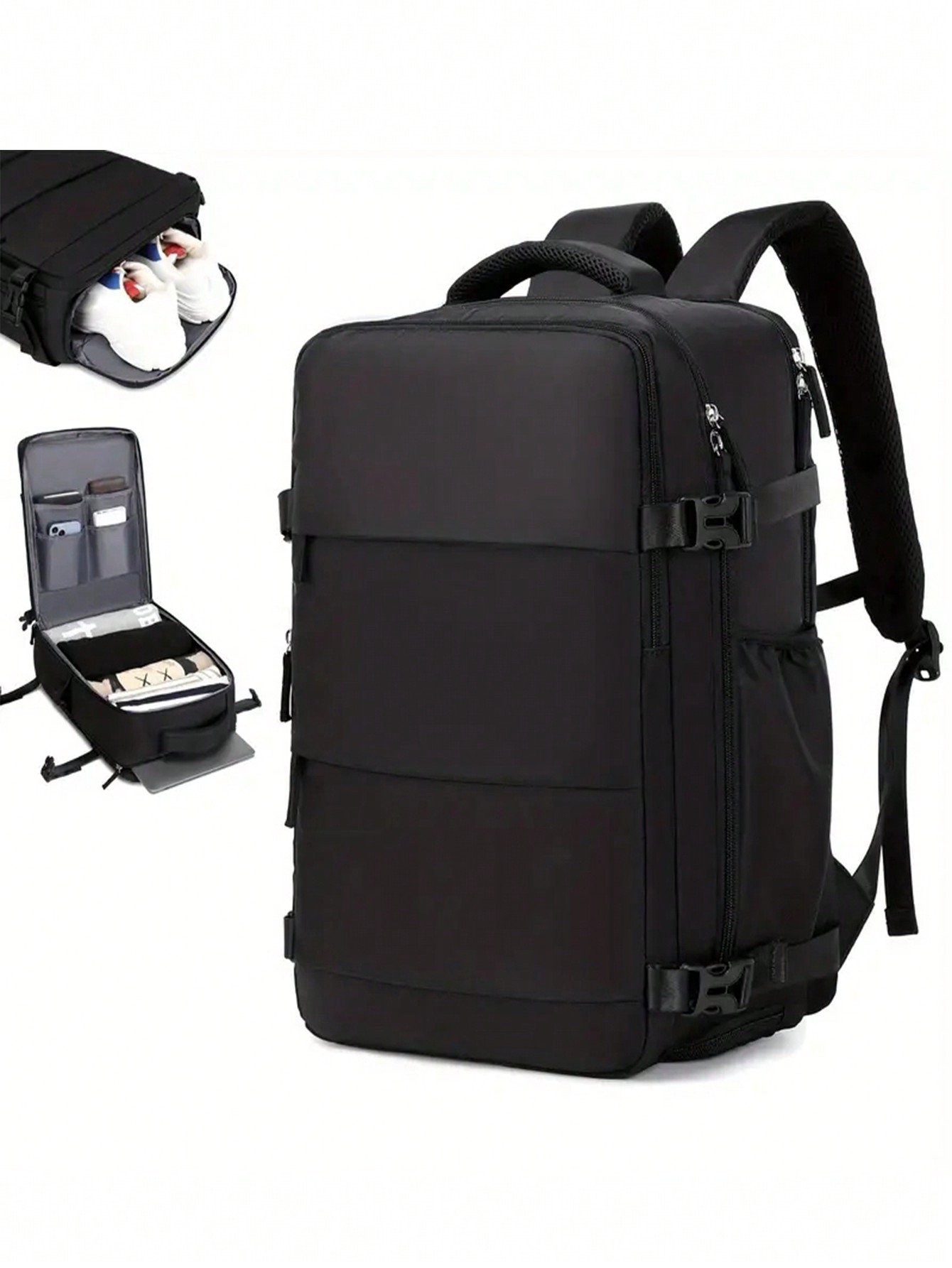 Розовая многофункциональная дорожная сумка большой емкости с молнией сверху, черный рюкзак дорожный унисекс с usb портом для зарядки и отделением для ноутбука