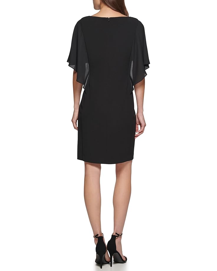 Платье DKNY Chiffon Cape Overlay Dress, черный