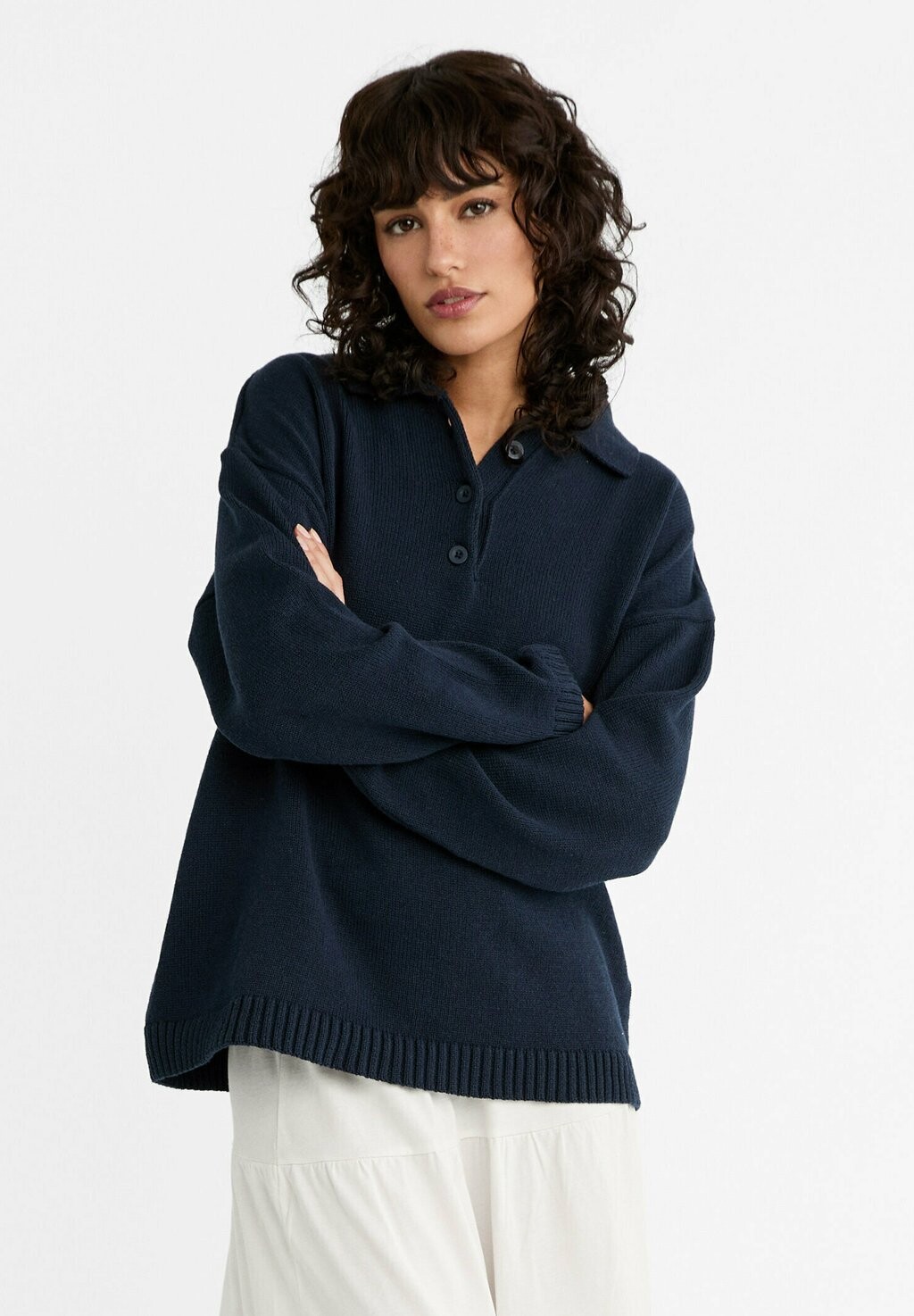 

Рубашка с длинным рукавом WITH A COLLAR Stradivarius, цвет dark blue