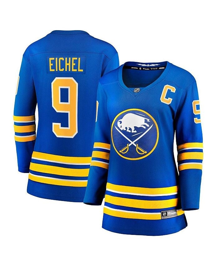 

Женская футболка с логотипом Jack Eichel Royal Buffalo Sabers Home Premier Breakaway Player Fanatics, синий