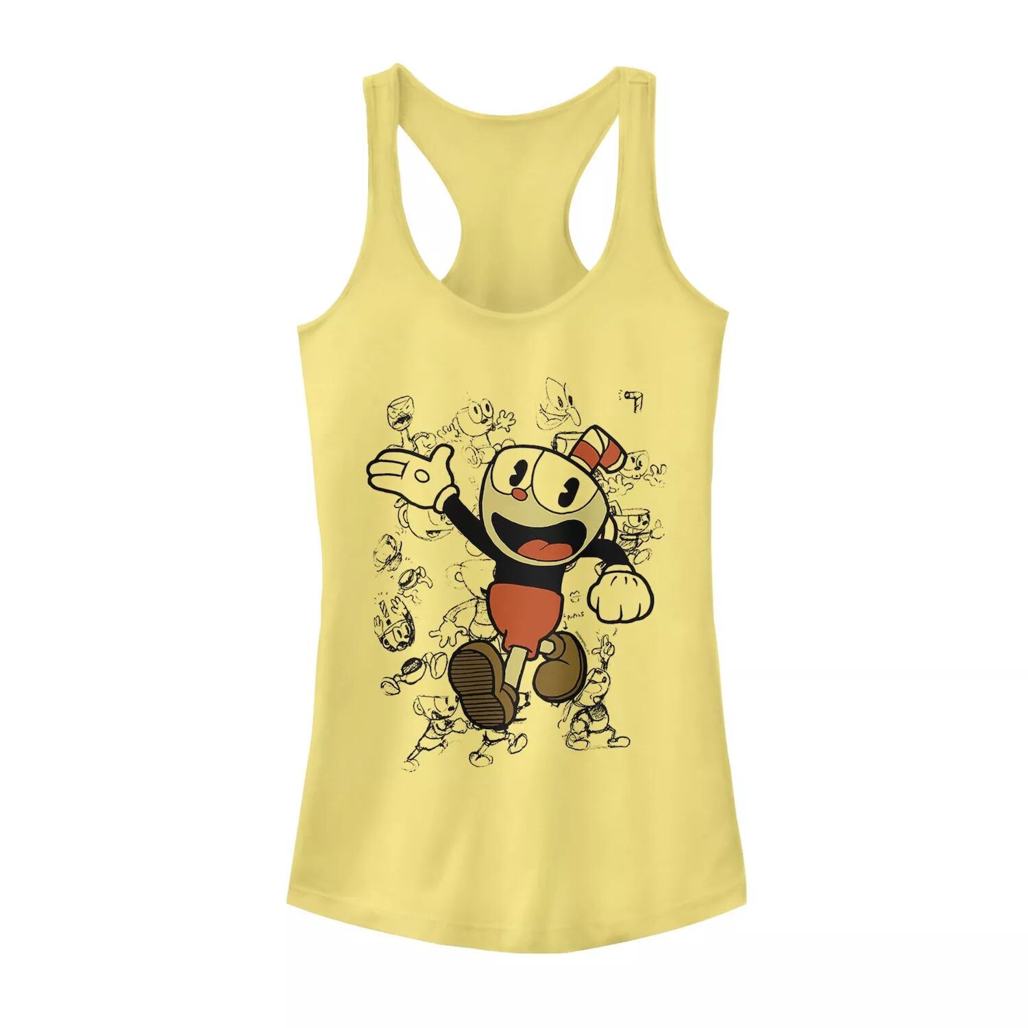 

Эскизы персонажей Juniors' Cuphead Желтая майка с графическим рисунком Licensed Character
