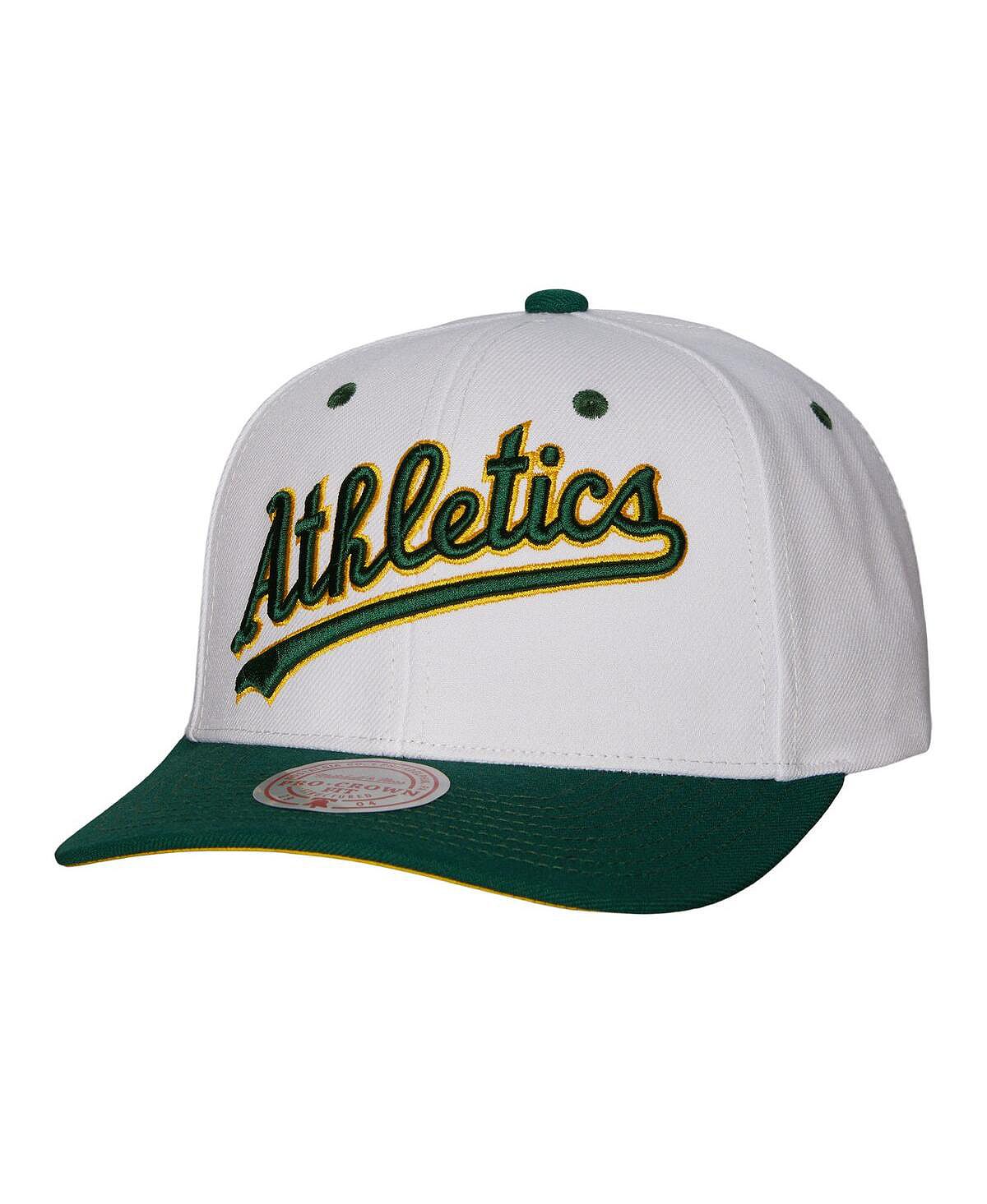 Мужская белая кепка Oakland Athletics Cooperstown Collection Pro Crown Snapback Mitchell & Ness мужская кремовая футболка oakland athletics cooperstown collection old english pro standard