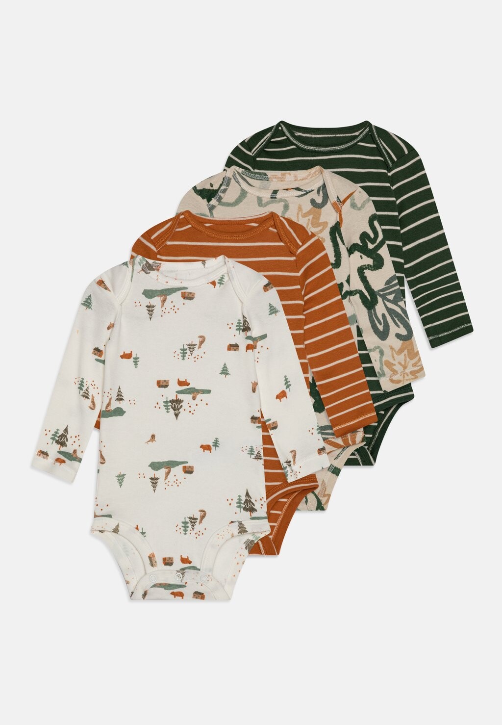 

Боди UNISEX 4 PACK Carter's, цвет green/brown/white