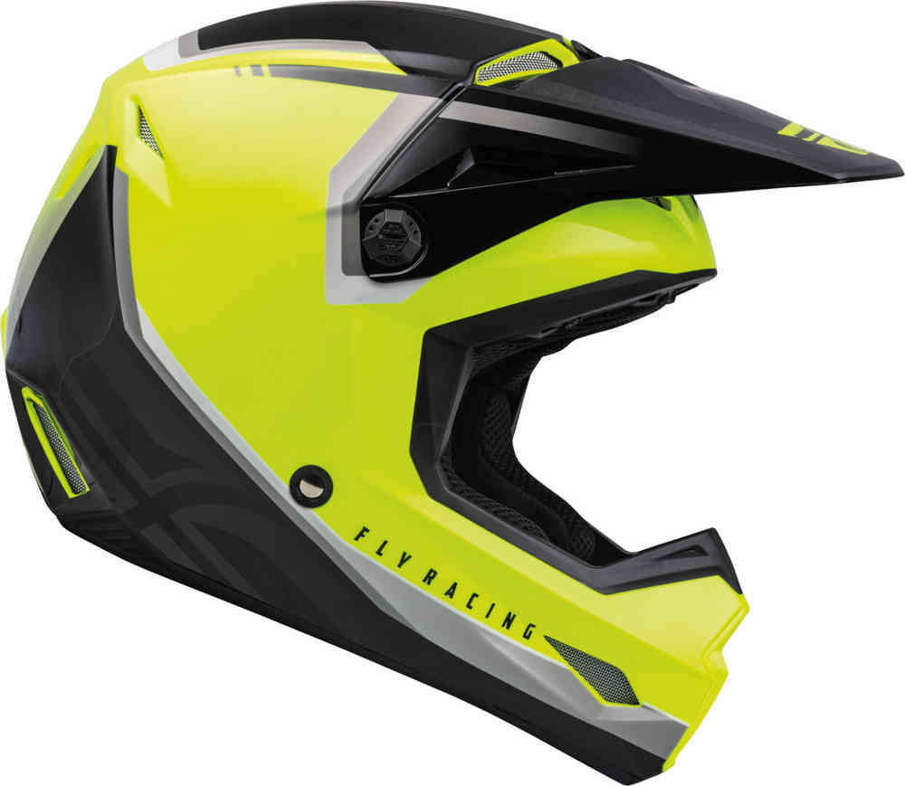 Молодежный шлем для мотокросса Fly Racing Kinetic Vision FLY Racing, черный/неоново-желтый