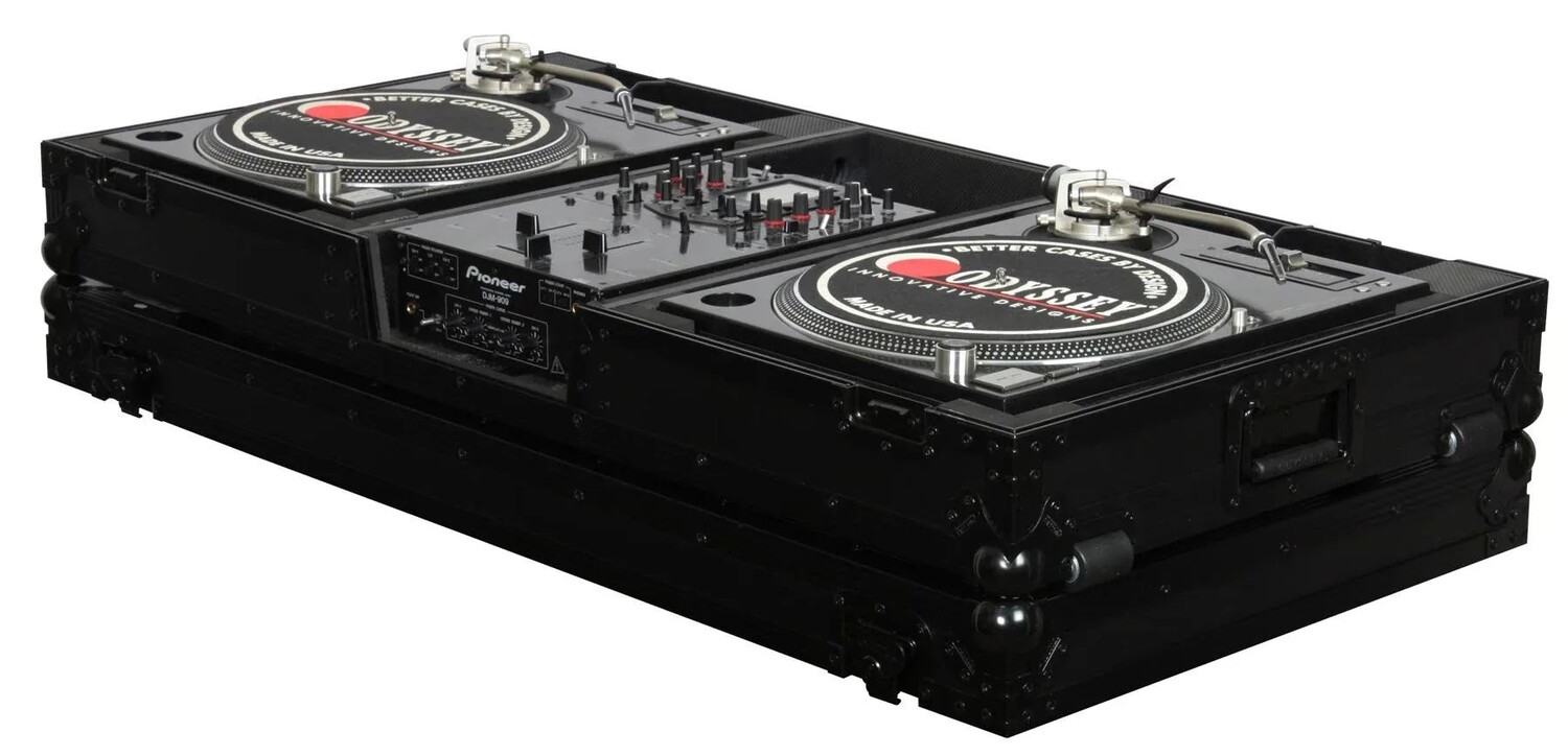 

Универсальный проигрыватель проигрывателей Odyssey FZBM10WBL DJ Coffin с колесами — Black Label