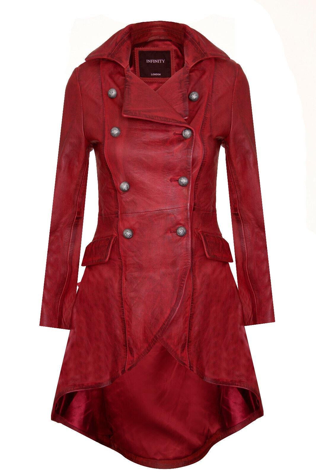 готическая плиссированная юбка в готическом стиле с завышенной талией юбка в готическом стиле размера плюс юбка в готическом стиле красн Готическое викторианское пальто-Аккра Infinity Leather, красный