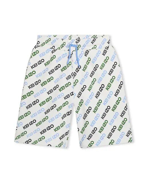 

Хлопковые шорты-бермуды с принтом для мальчика Kenzo Kids, белый