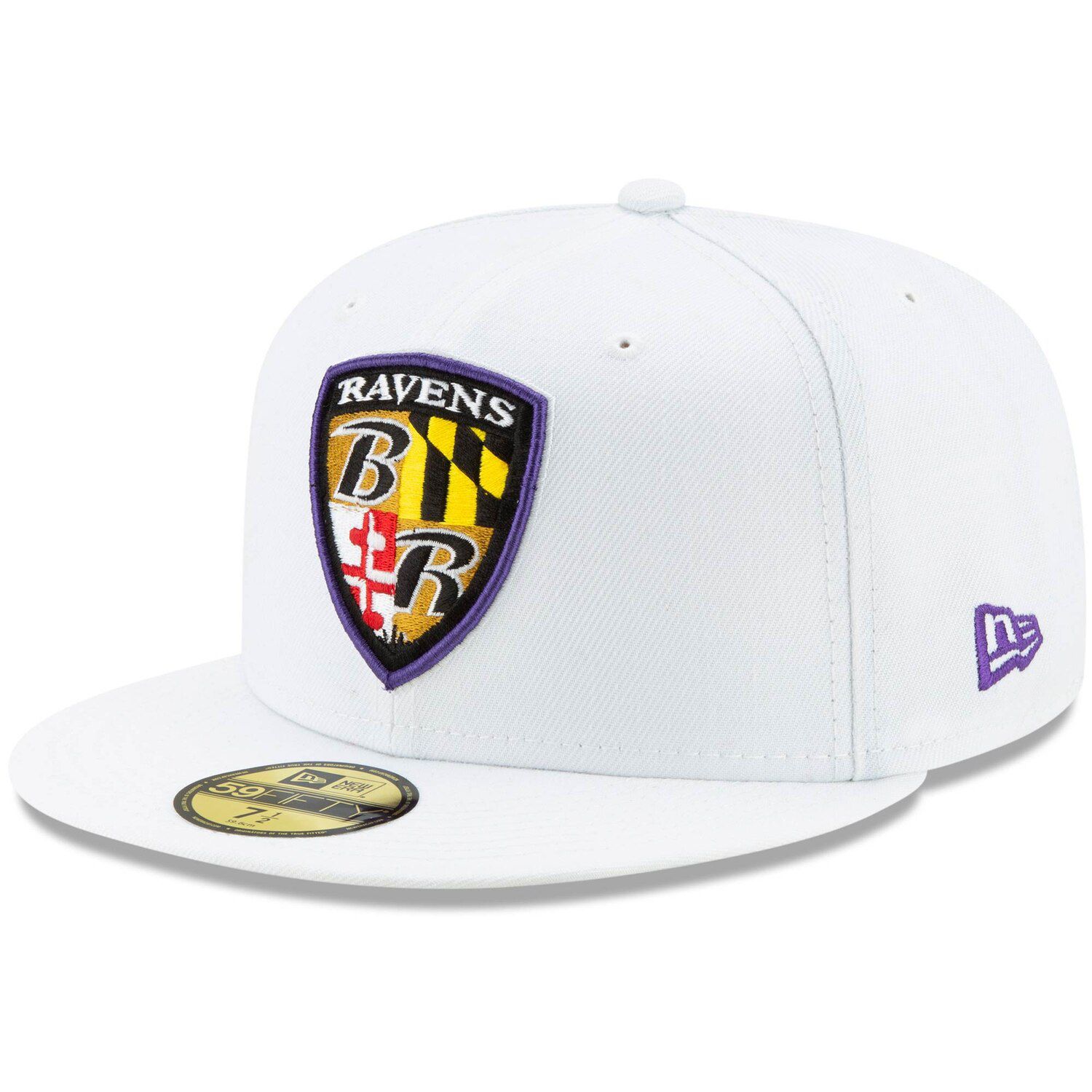 

Мужская приталенная кепка New Era White Baltimore Ravens Shield Omaha 59FIFTY белого цвета