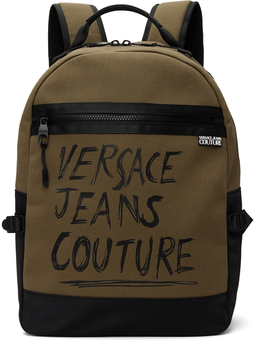 

Рюкзак цвета хаки с рукописной надписью Range Versace Jeans Couture