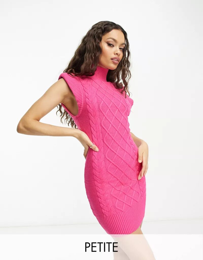 Ярко-розовое короткое трикотажное платье с косами River Island