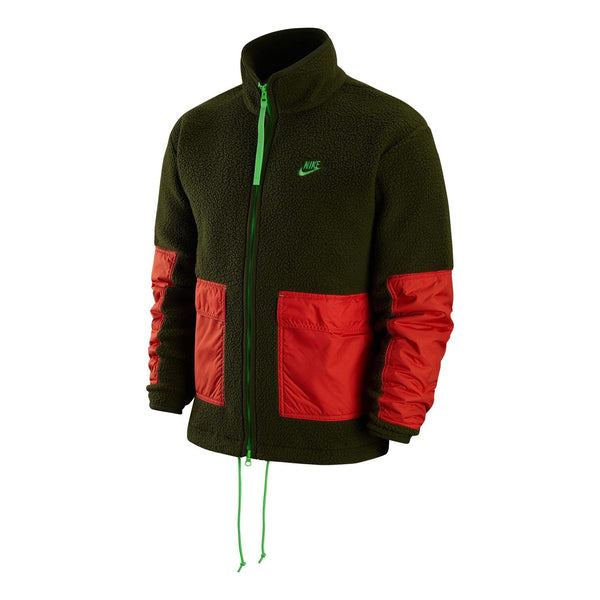 куртка maharishi asym zipped hooded fleece черный Куртка Nike fleece zipped hooded jacket 'Green Red', зеленый
