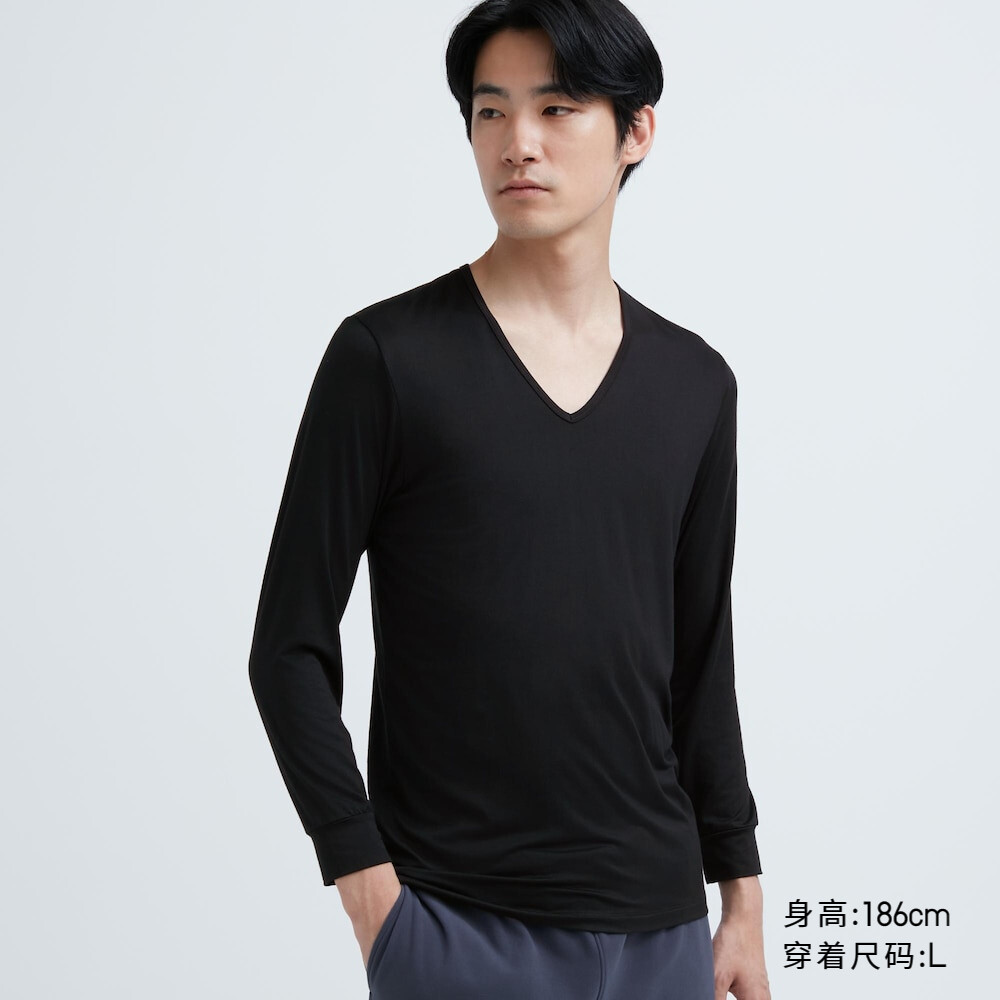 

Мужская футболка Uniqlo HEATTECH с V-образным вырезом, черный