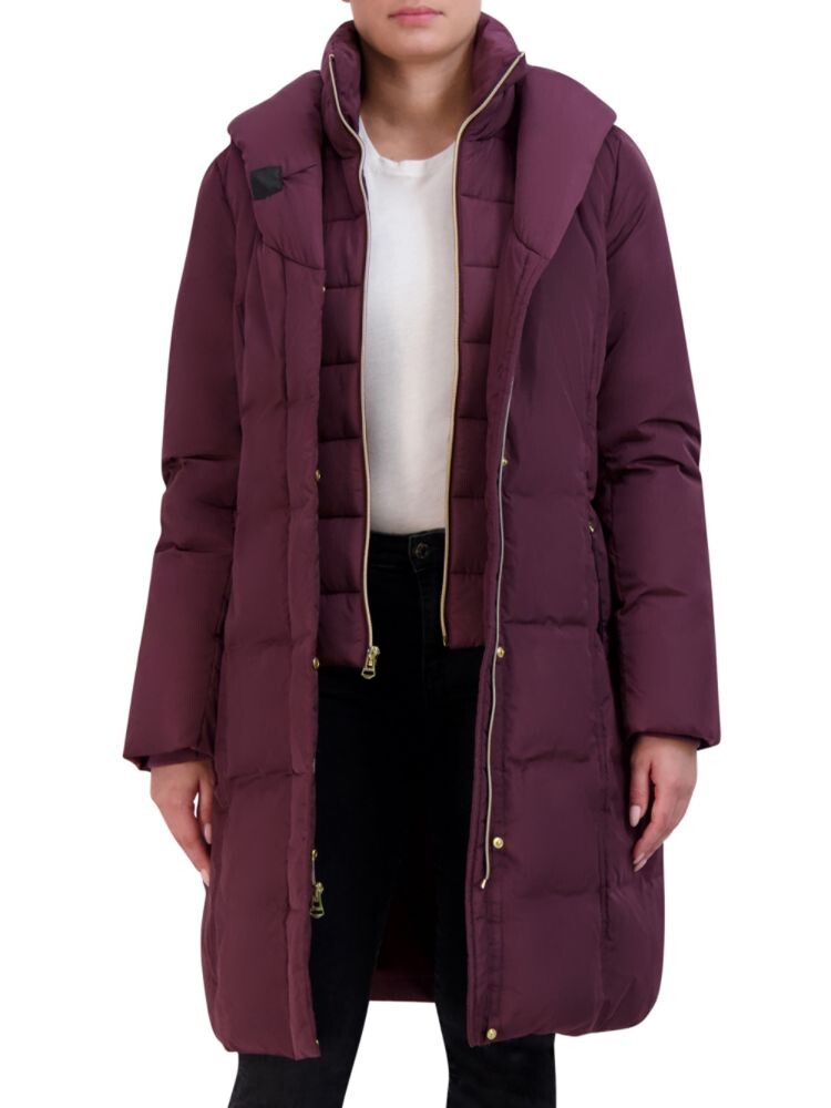 

Фирменное двухслойное пуховое пальто Cole Haan, цвет Merlot