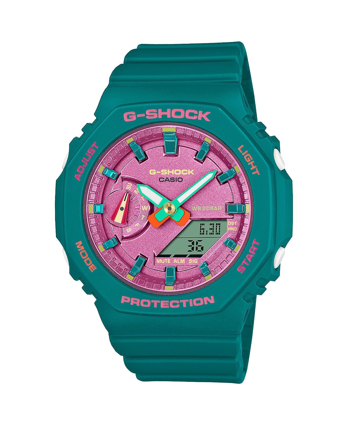 

Часы унисекс, темно-бирюзовые, полимерные, 42,9 мм, GMAS2100BS3A G-Shock