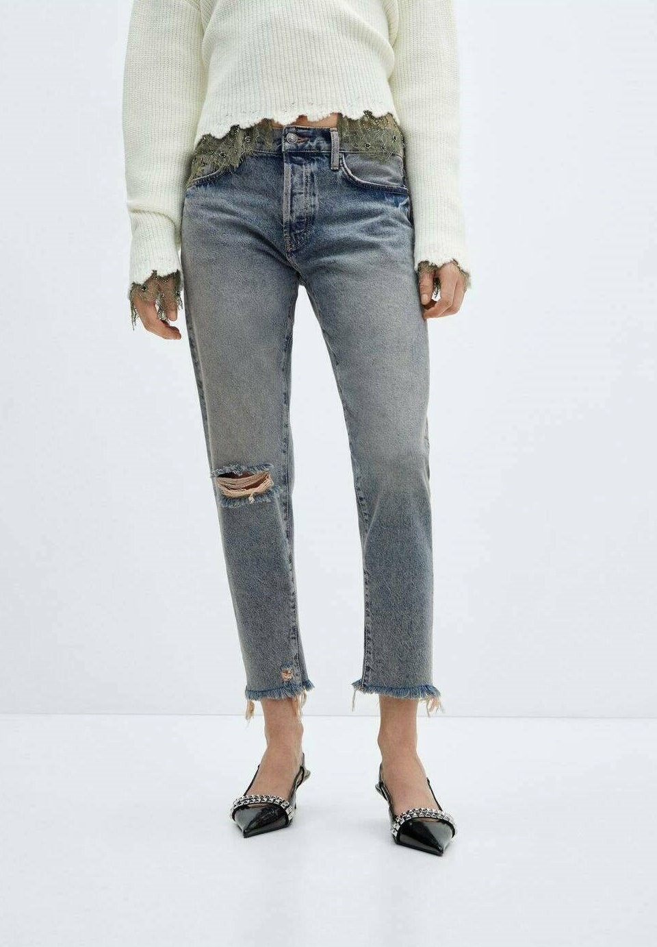 

Джинсы узкого кроя TOKIO Mango, цвет medium vintage blue