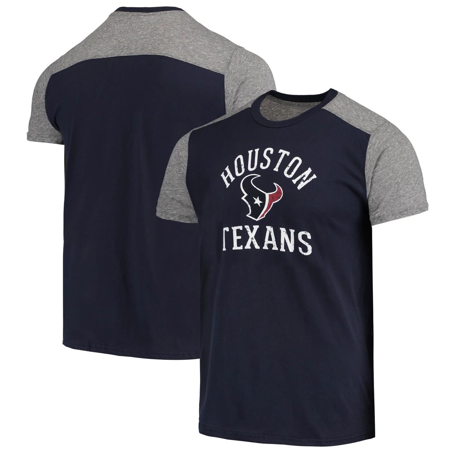 Мужская футболка темно-синего/серого цвета с нитками Houston Texans Field Goal Slub Majestic мужская футболка royal серого цвета buffalo bills field goal slub majestic