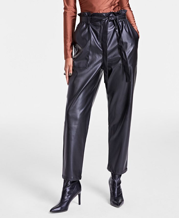 Женские брюки из искусственной кожи в бумажном пакете Bar III, черный