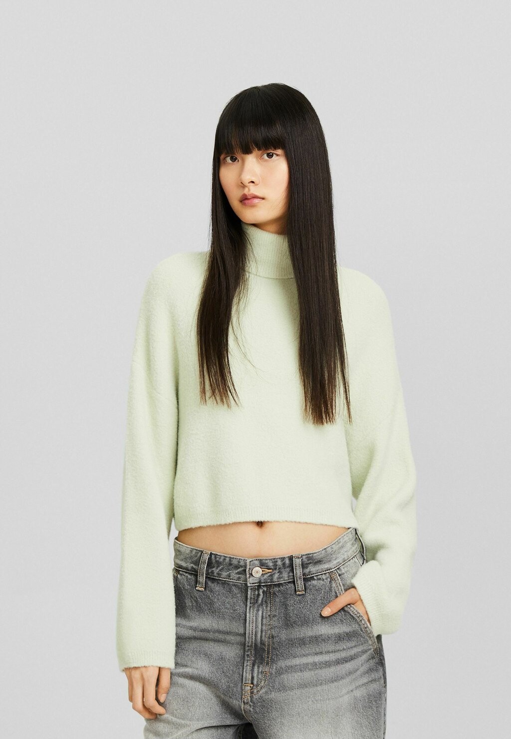

Свитер Cropped High Neck Bershka, цвет light green