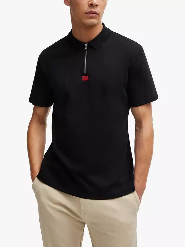 

Поло HUGO BOSS HUGO Zip Neck, черный