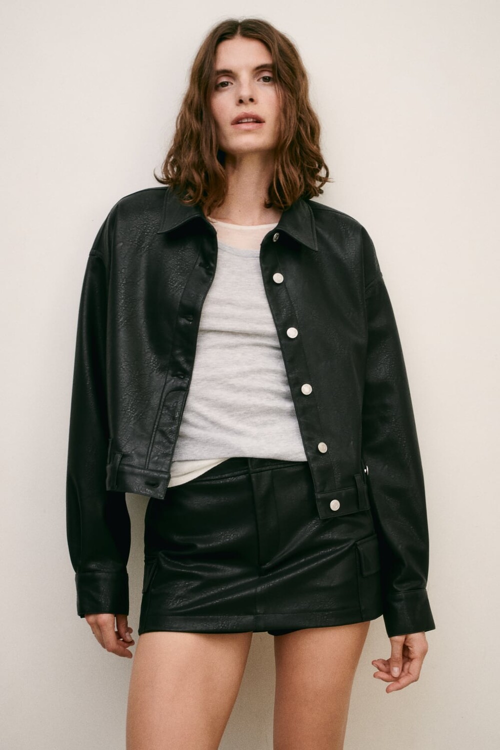 

Юбка из искусственной кожи ZARA, черный
