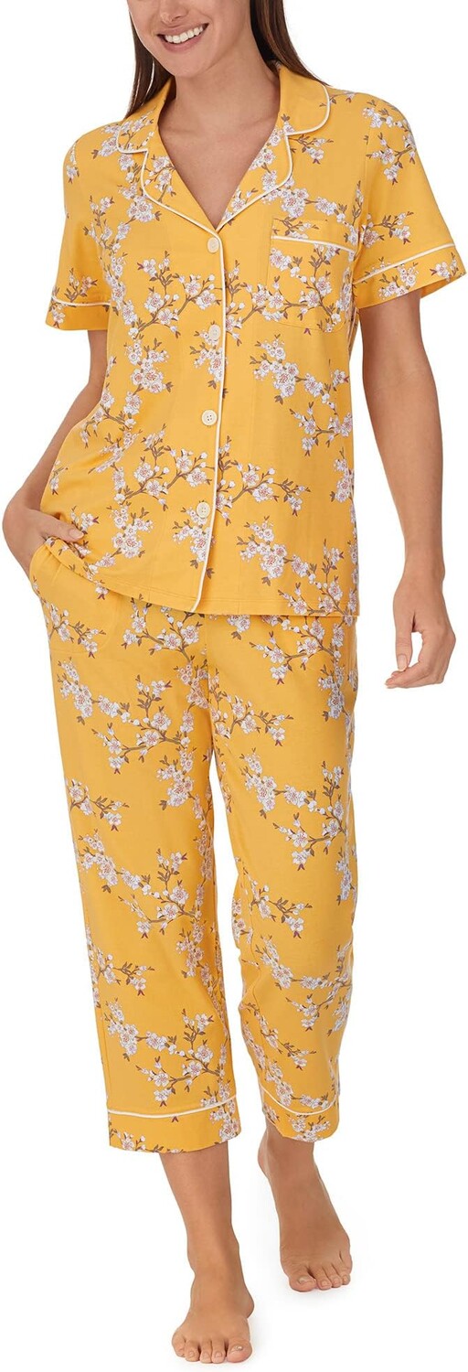 

Укороченная пижама из органического хлопка с короткими рукавами Bedhead PJs, цвет Marigold Blossom
