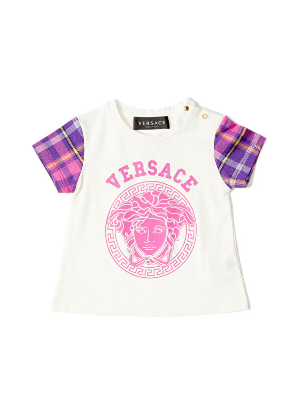 

Футболка для маленьких девочек цвета фуксии с логотипом Versace