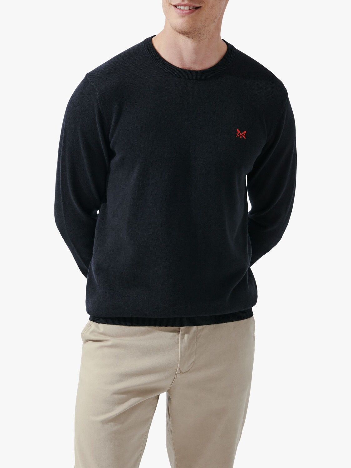 

Crew Clothing Хлопковый джемпер с круглым вырезом, черный