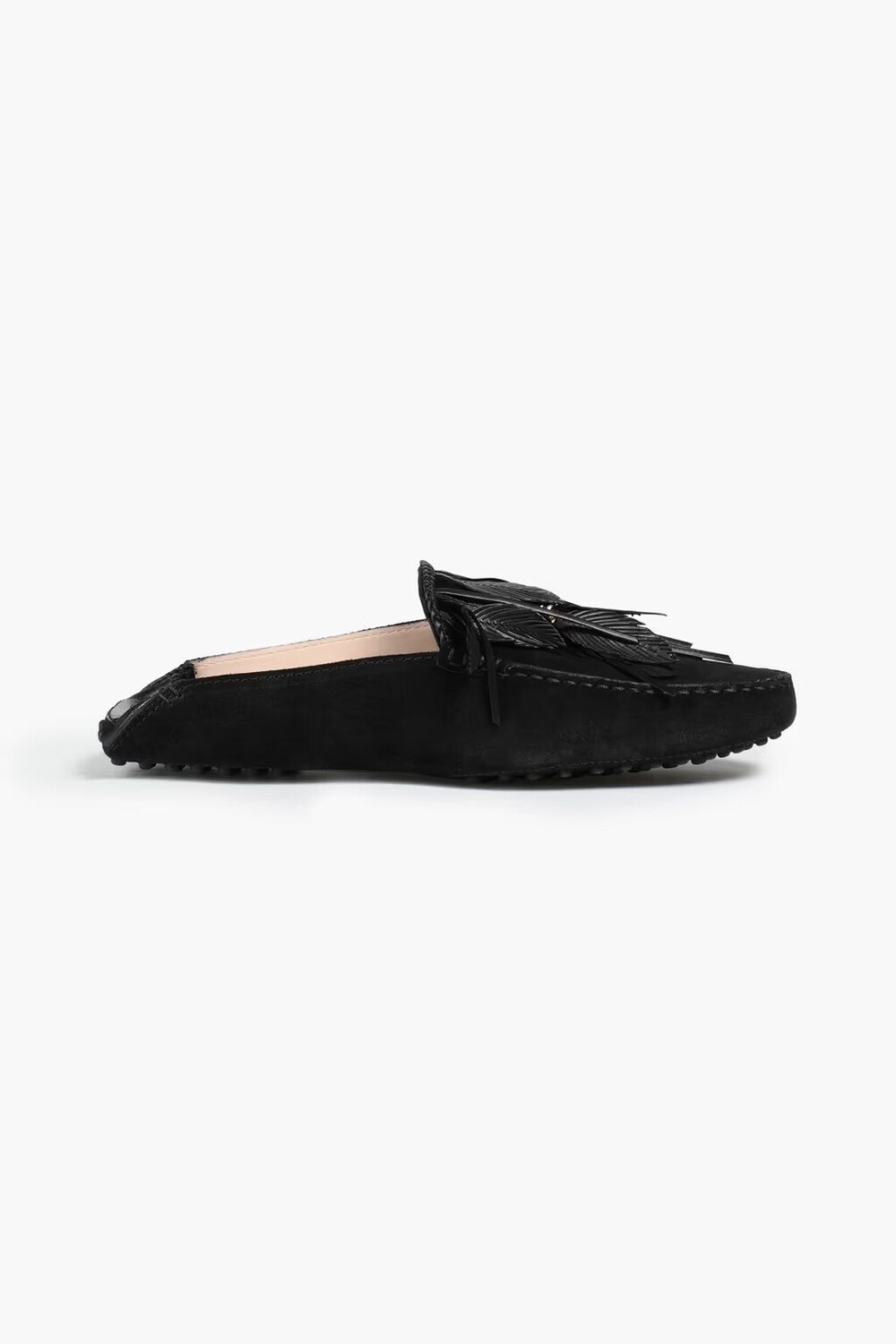 

Лоферы на складном каблуке из замши с бахромой Tod'S, черный