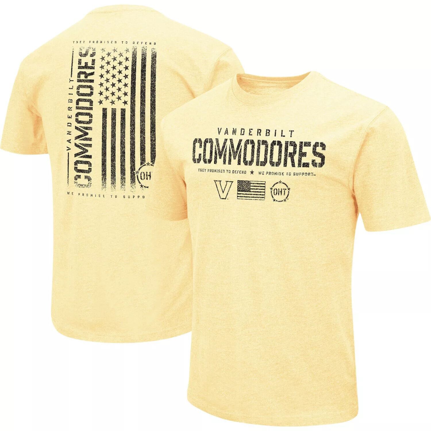 

Мужская золотая футболка Vanderbilt Commodores OHT Military Appreciation Flag 2.0 Colosseum, Желтый