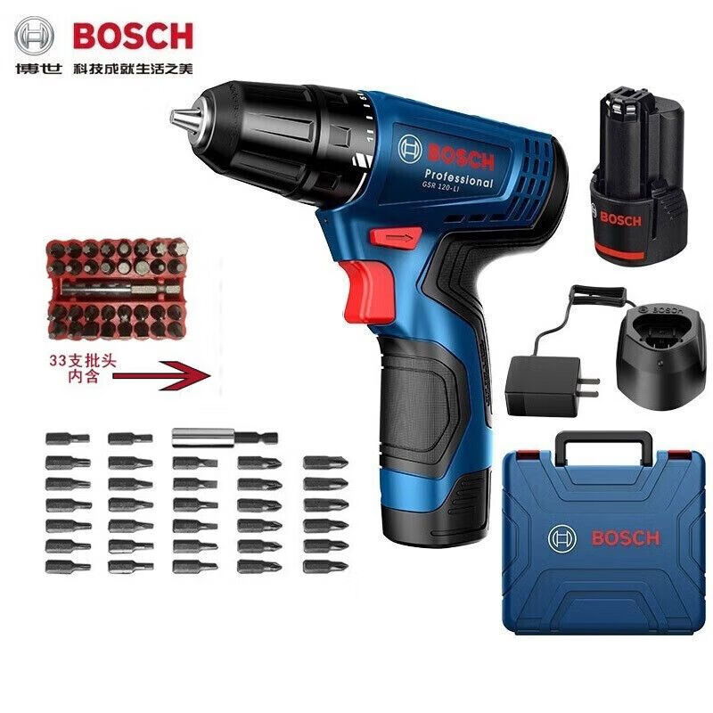 Шуруповерт Bosch GSR120-Li + насадки, аккумулятор, зарядное устройство, кейс