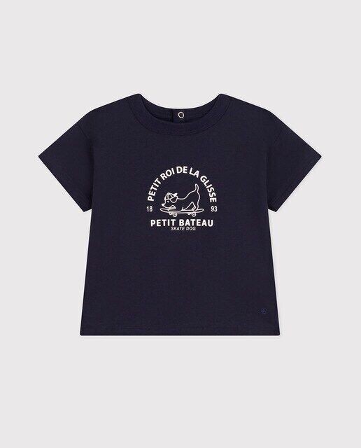 

Детская легкая трикотажная футболка с короткими рукавами Petit Bateau, синий