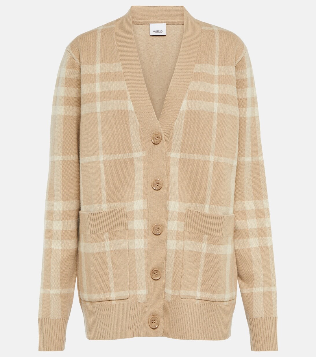 

Кардиган из шерсти и кашемира в клетку BURBERRY, бежевый