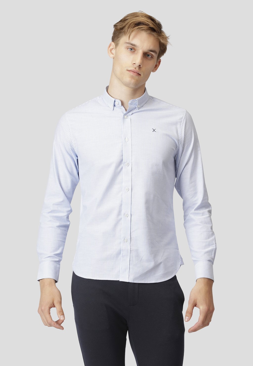 Рубашка OXFORD STRETCH STRIPE L S Clean Cut Copenhagen, Светло-синий рубашка clean cut copenhagen темно синий