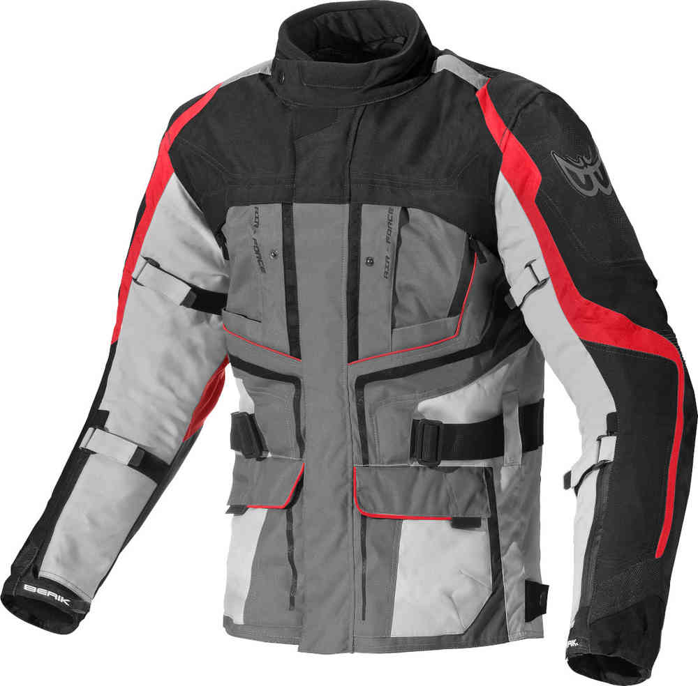Водонепроницаемая мотоциклетная текстильная куртка Safari 3в1 Berik, черный красный фотографии