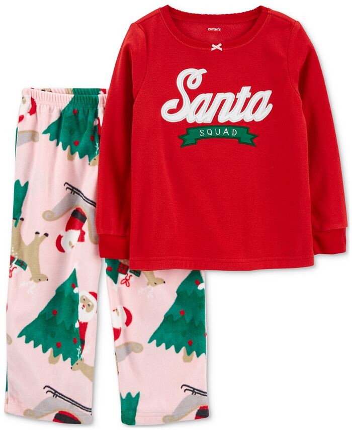 

Флисовая пижама Santa Squad для девочек-малышей, комплект из 2 предметов Carter's, розовый