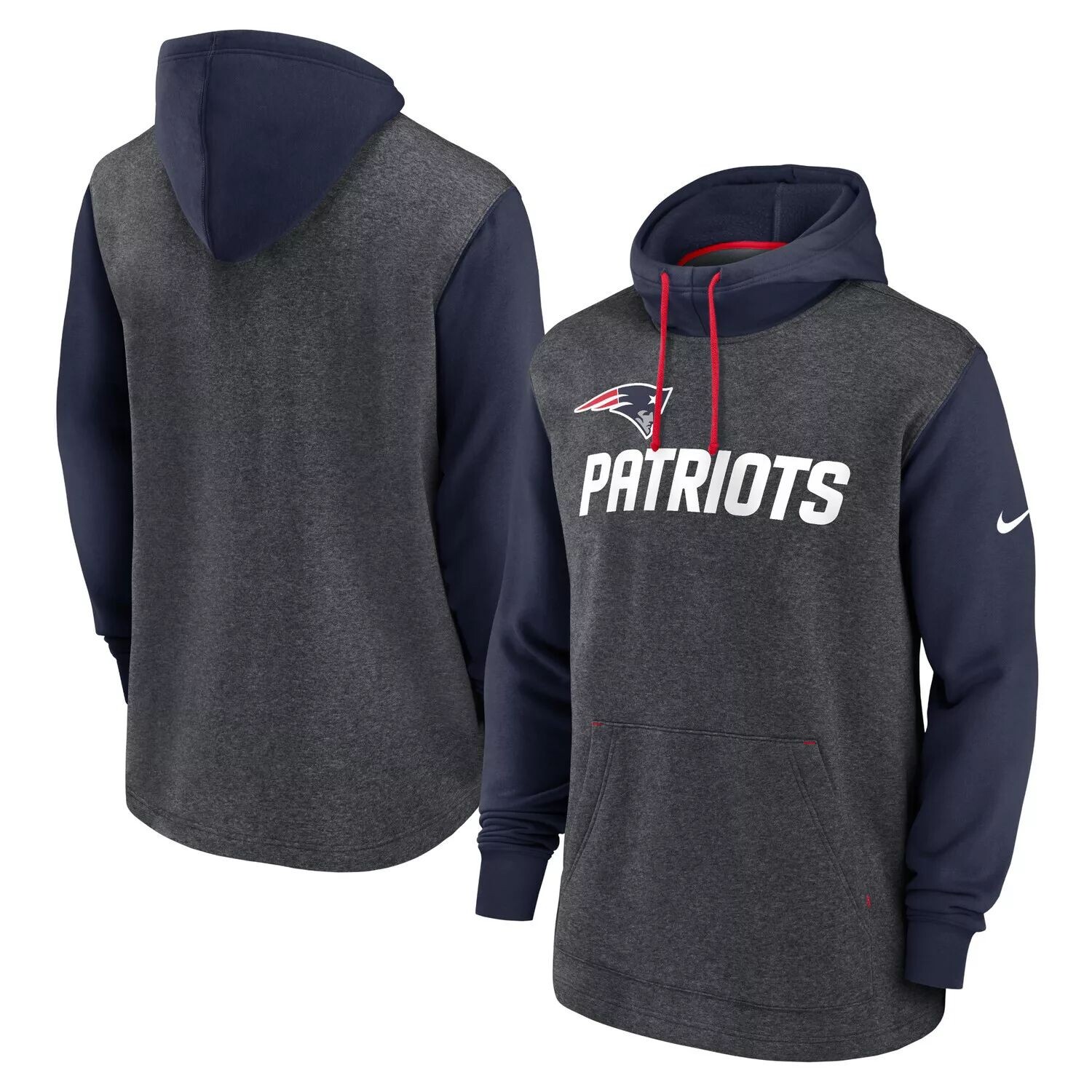 

Мужской пуловер с капюшоном темно-серого/темно-синего цвета New England Patriots Surrey Legacy Nike, Синий
