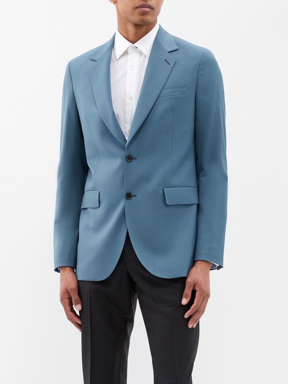 

Костюмный пиджак super 110s из шерсти и твила Paul Smith, синий