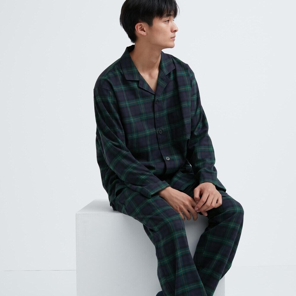 

Пижама Uniqlo фланелевая с длинными рукавами, зеленый