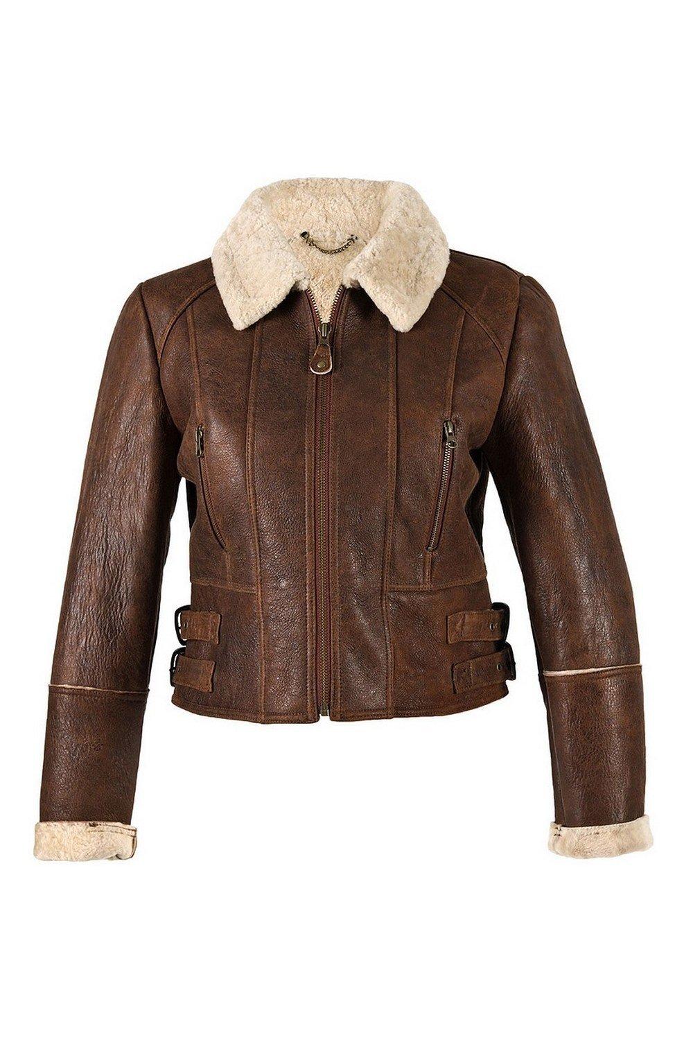 Укороченная летная куртка Ella из овчины Eastern Counties Leather, коричневый